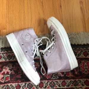 Rose Gold Metallic Platform Converse